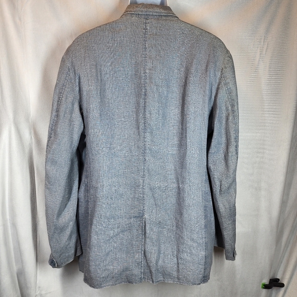 INC 100% Linen Blue Blazer Jacket Mens Size Large - Picture 2 of 12